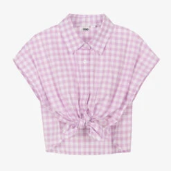 IDO Junior Girls Purple Gingham Cotton Shirt
