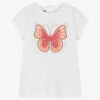 IDO Baby Girls White Butterfly Cotton T-Shirt