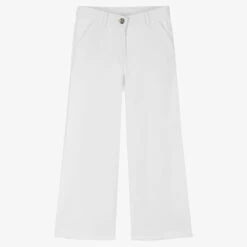 IDO Junior Girls White Wide-Leg Denim Jeans