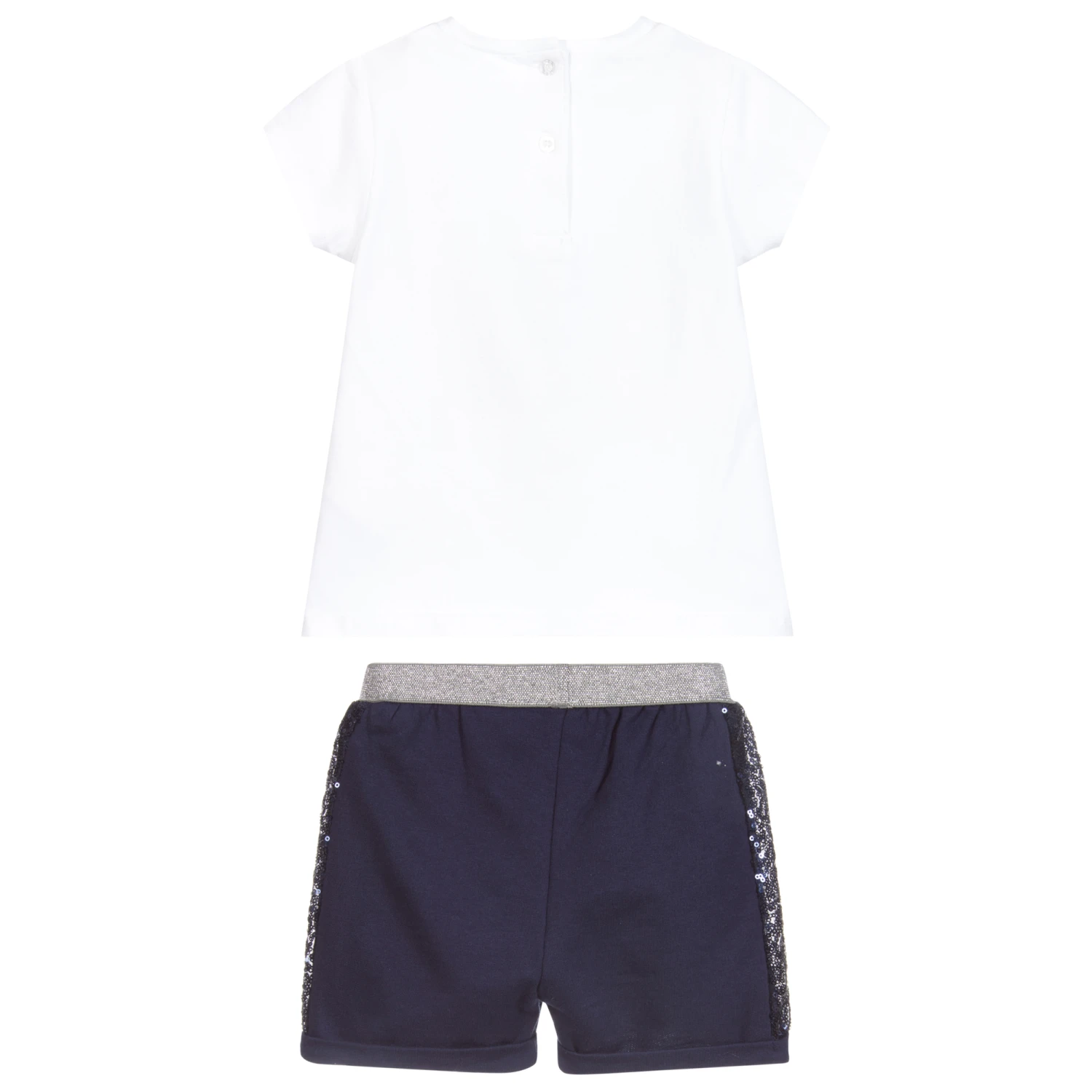 IDO Baby White & Blue Cotton Shorts Set 4 IDO Baby White & Blue Cotton Shorts Set - Image 4