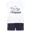 IDO Baby White & Blue Cotton Shorts Set
