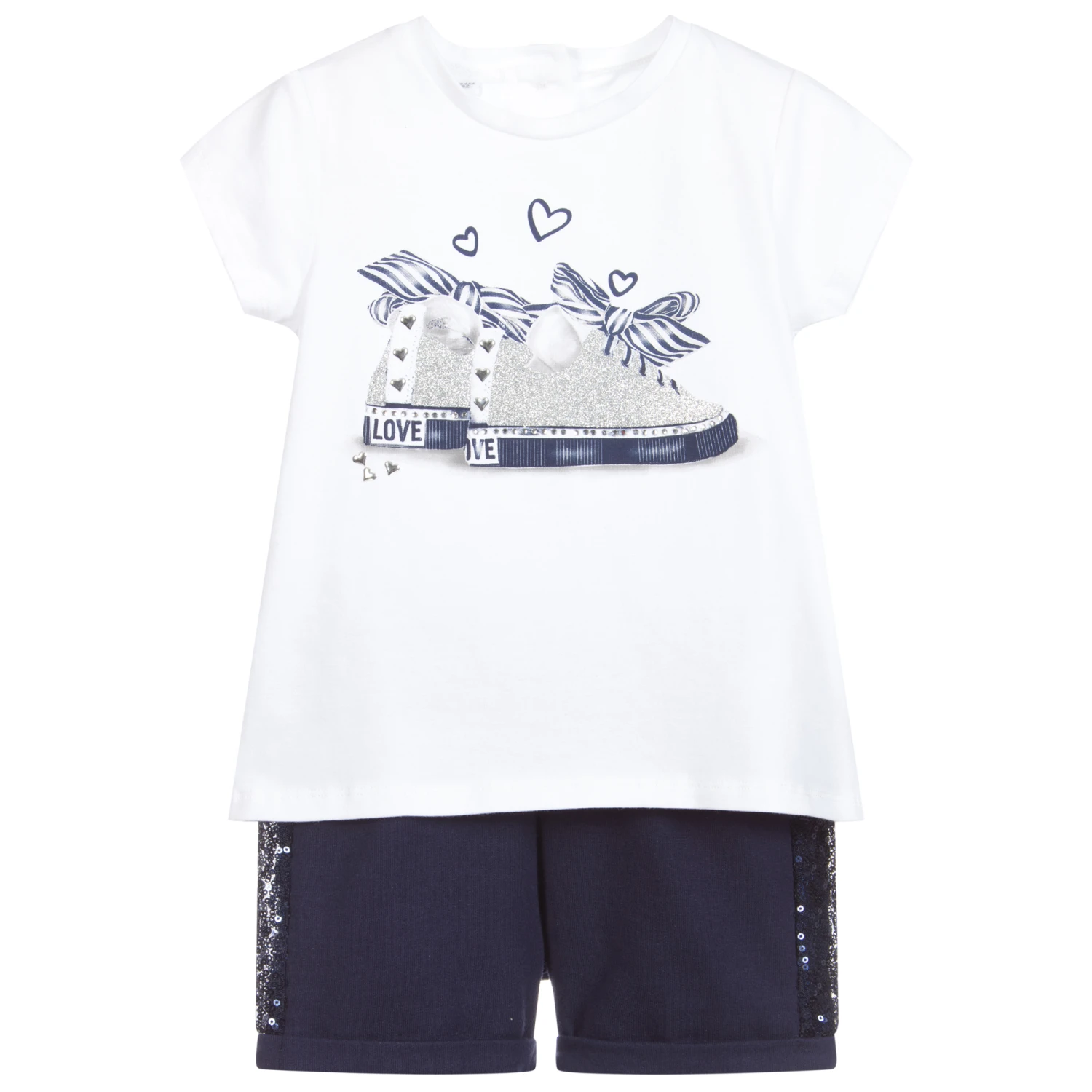 IDO Baby White & Blue Cotton Shorts Set 1 IDO Baby White & Blue Cotton Shorts Set