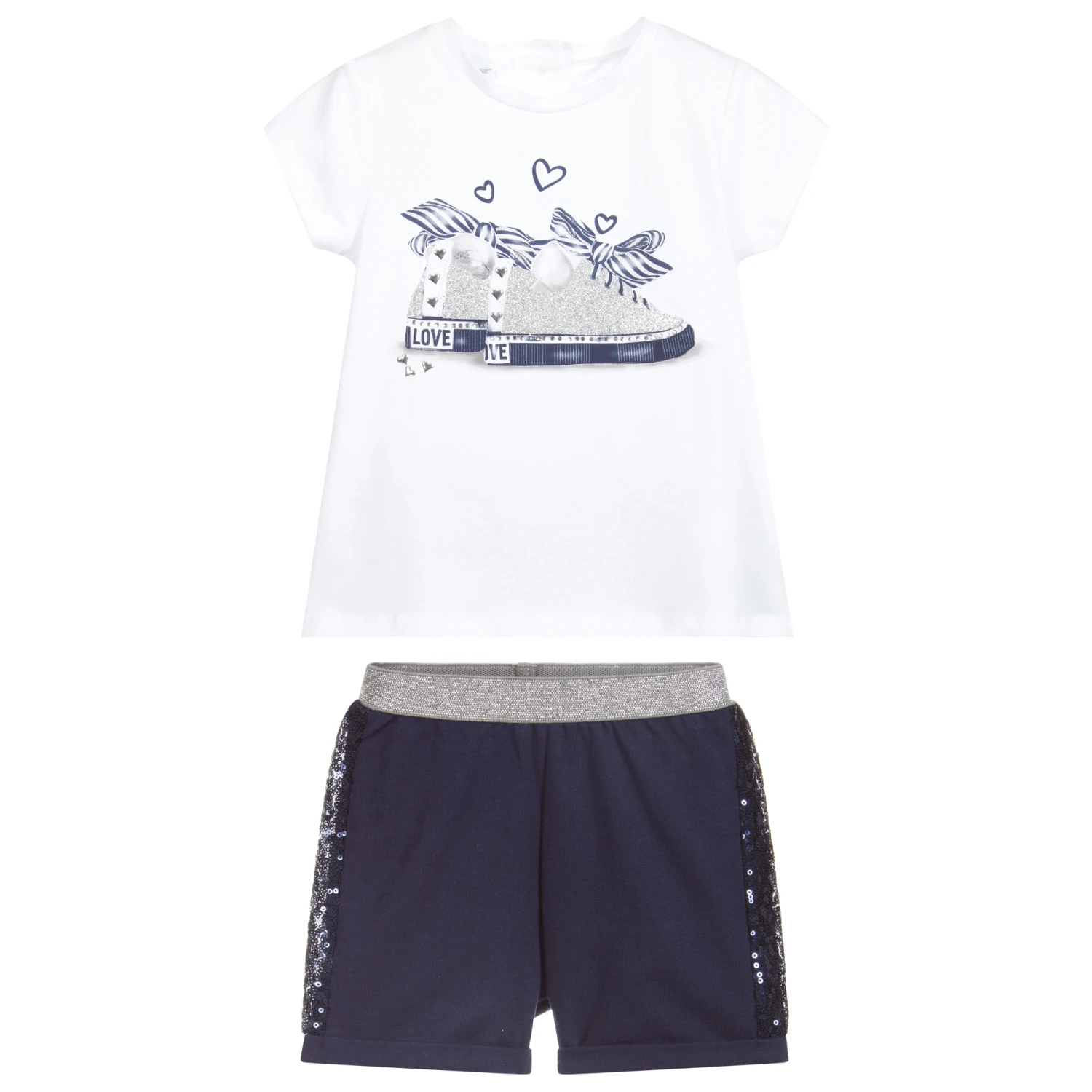 IDO Baby White & Blue Cotton Shorts Set 3 IDO Baby White & Blue Cotton Shorts Set - Image 3