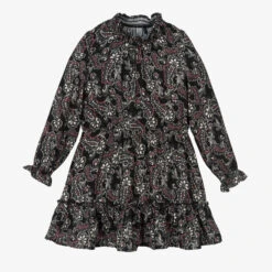 IKKS Girls Black Paisley Dress