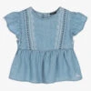IKKS Girls Blue Chambray Blouse