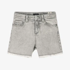 IKKS Girls Grey Cotton Denim Shorts
