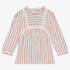 IKKS Girls Ivory & Red Striped Blouse