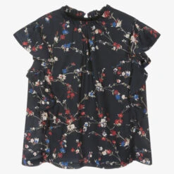 IKKS Girls Navy Blue Floral Top