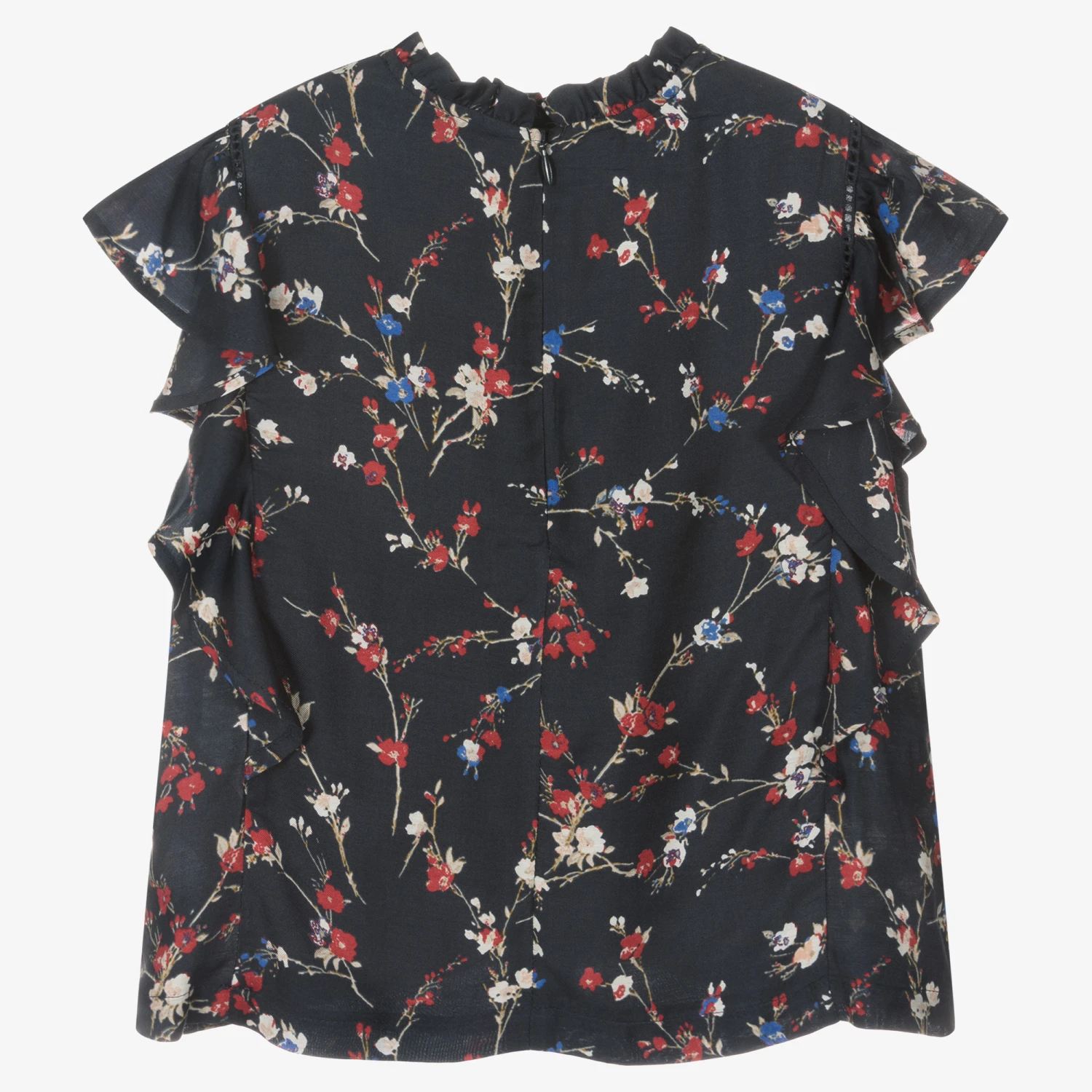 IKKS Girls Navy Blue Floral Top 2 IKKS Girls Navy Blue Floral Top - Image 2