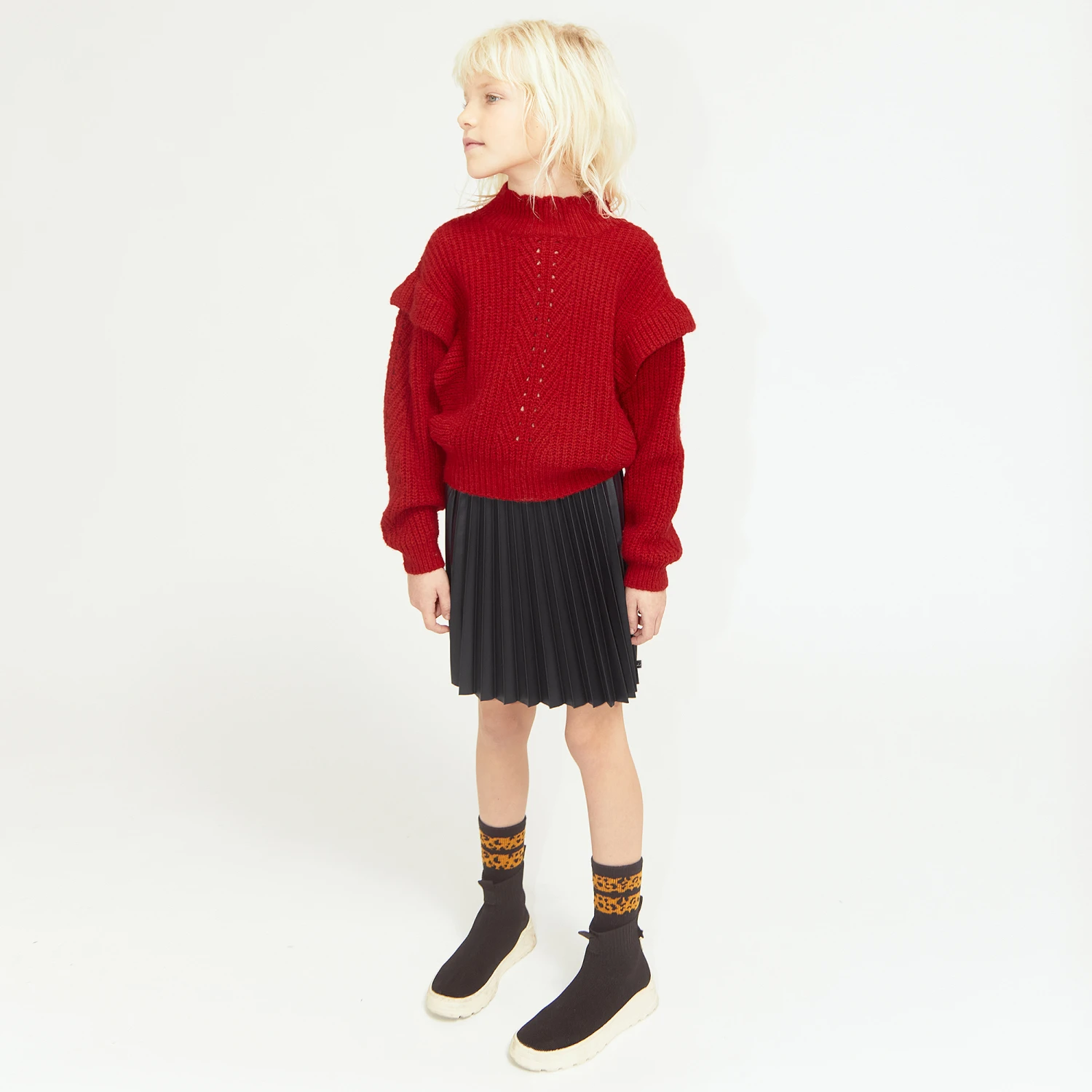 IKKS Girls Red Wool Blend Sweater 2 IKKS Girls Red Wool Blend Sweater - Image 2