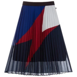 IKKS Long Blue & Red Chiffon Skirt