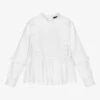 IKKS White Ruffles Cotton Blouse