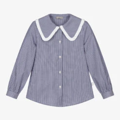 Il Gufo Blue & White Stripe Blouse