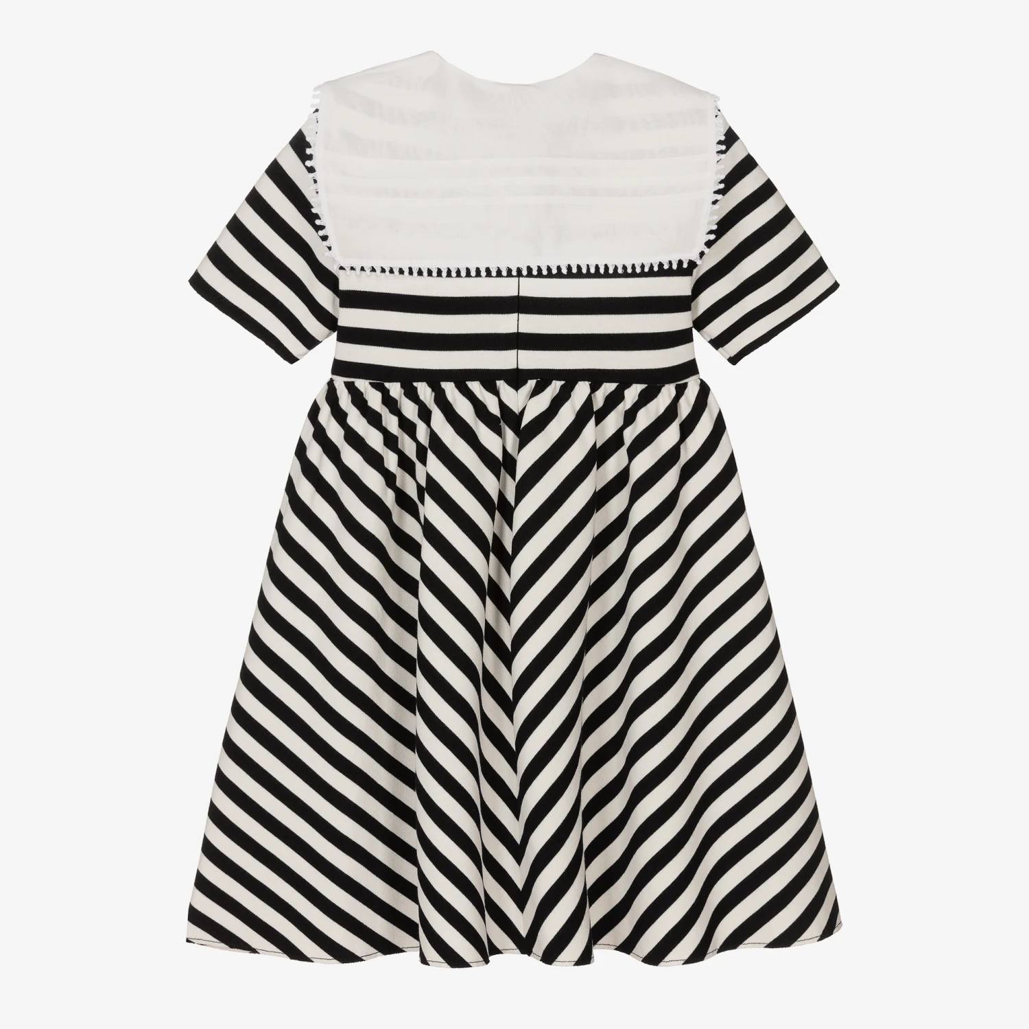 Il Gufo Girls Black Stripe Sailor Collar Dress 2 Il Gufo Girls Black Stripe Sailor Collar Dress - Image 2