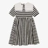 Il Gufo Girls Black Stripe Sailor Collar Dress
