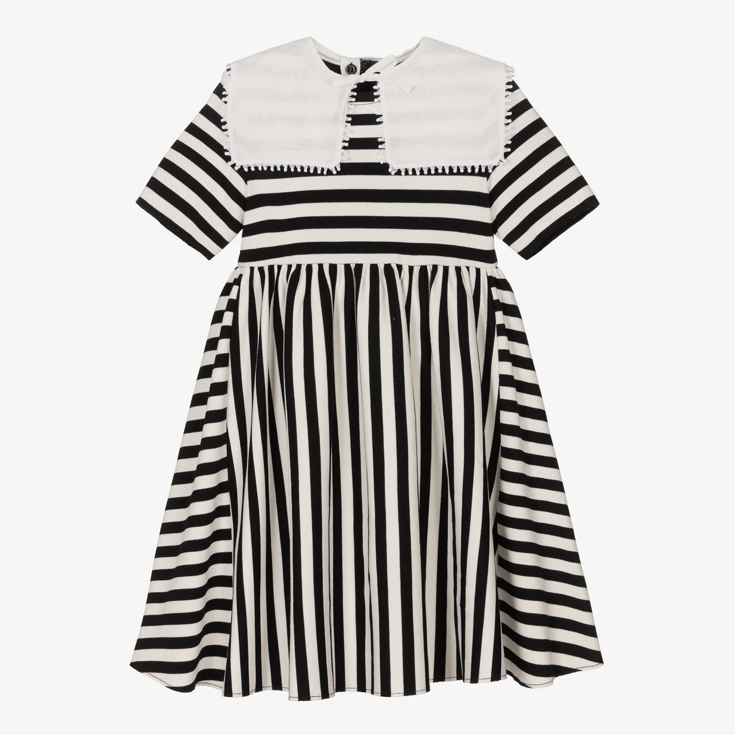 Il Gufo Girls Black Stripe Sailor Collar Dress 1 Il Gufo Girls Black Stripe Sailor Collar Dress