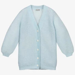 Il Gufo Girls Blue Mohair Cardigan