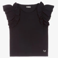 Il Gufo Girls Blue Ruffle Top