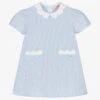 Il Gufo Girls Blue Stripe Cotton Seersucker Dress