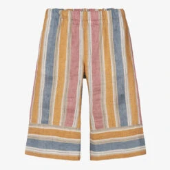 Il Gufo Girls Gold & Pink Stripe Linen Culottes