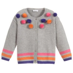 Il Gufo Girls Grey Wool Cardigan