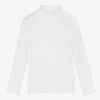 Il Gufo Girls Ivory Cotton Polo Neck Sweater