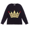 Il Gufo Girls Navy Blue Wool Sweater