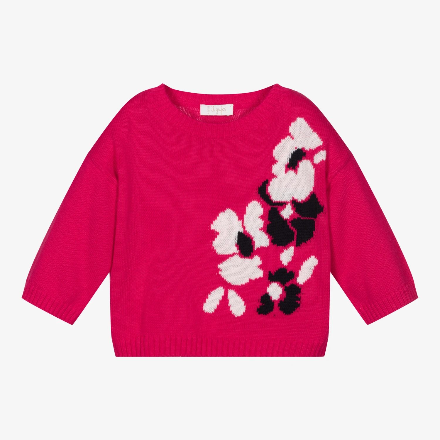 Il Gufo Girls Pink Flower Sweater 1 Il Gufo Girls Pink Flower Sweater