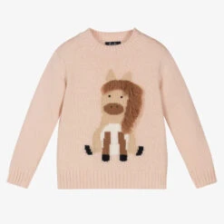 Il Gufo Girls Pink Wool Horse Jumper
