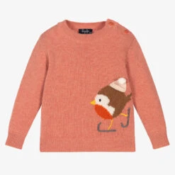 Il Gufo Girls Pink Wool Robin Sweater