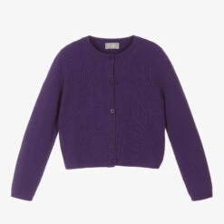 Il Gufo Girls Purple Wool Cardigan