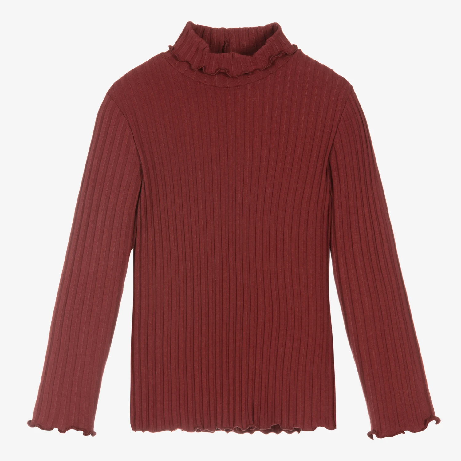 Il Gufo Girls Red Cotton Polo Neck Sweater 1 Il Gufo Girls Red Cotton Polo Neck Sweater