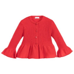 Il Gufo Girls Red Wool Cardigan