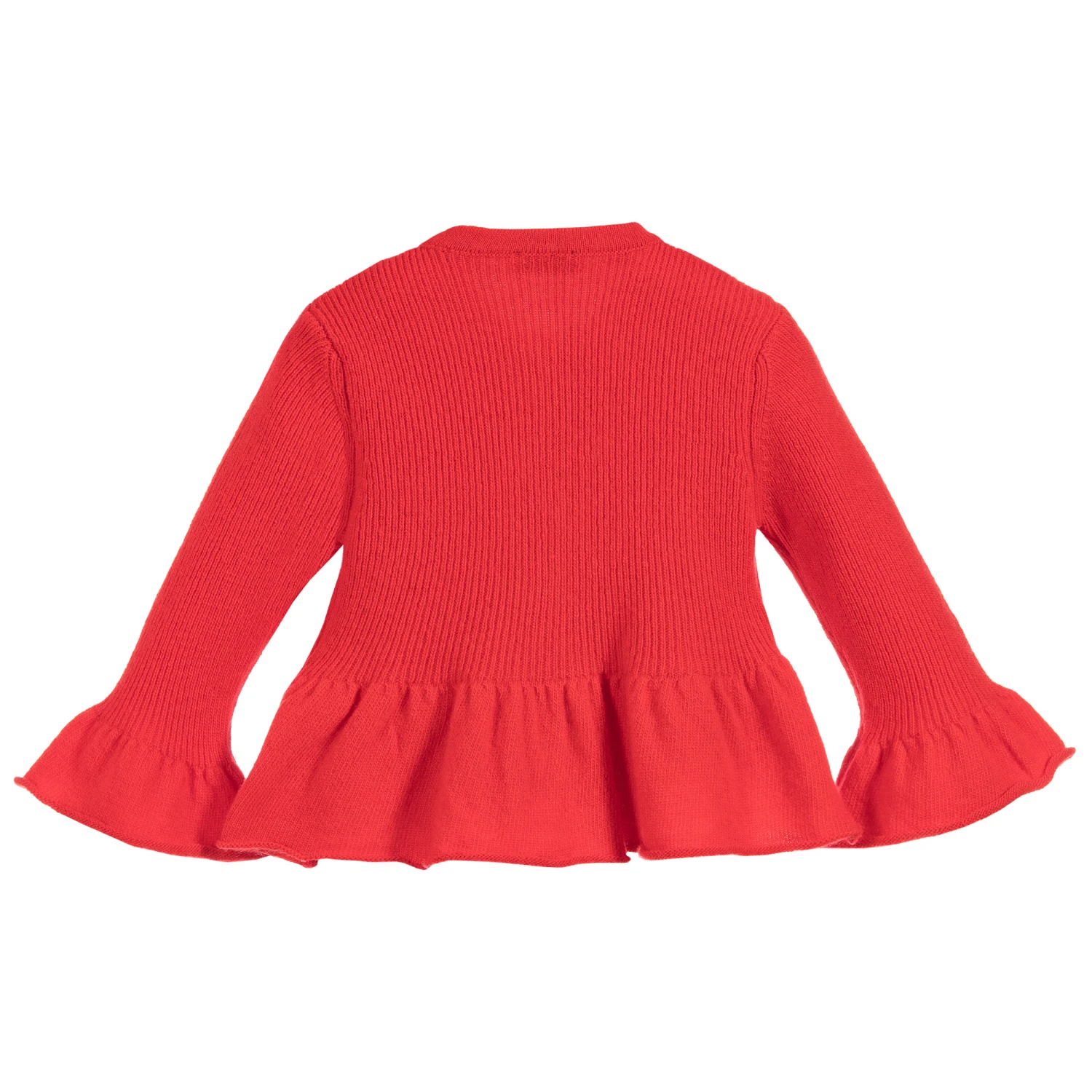 Il Gufo Girls Red Wool Cardigan 2 Il Gufo Girls Red Wool Cardigan - Image 2
