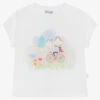 Il Gufo Girls White Cotton Beach Huts T-Shirt