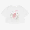 Il Gufo Girls White Cropped Cotton T-Shirt