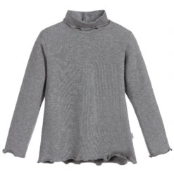 Il Gufo Grey Cotton Roll Neck Top