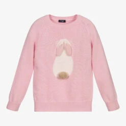 Il Gufo Pink Wool Bunny Sweater