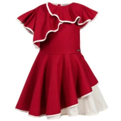 Jessie And James London Red Ruffled Cotton Dress