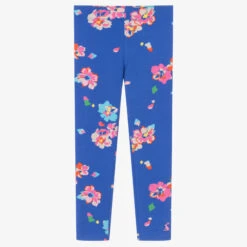 Joules Girls Blue Cotton Floral Leggings