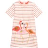 Joules Pink Striped Flamingo Dress