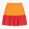 Joyday Girls Orange & Red Cotton Jersey Skirt