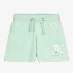 Juicy Couture Girls Green Velour Shorts
