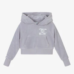 Juicy Couture Girls Grey Velour Hoodie