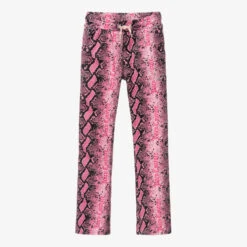 Juicy Couture Girls Pink Animal Print Velour Joggers