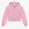Juicy Couture Pink Hooded Velour Zip-Up Top
