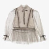 Junona Beige Tulle Polka Dot Blouse