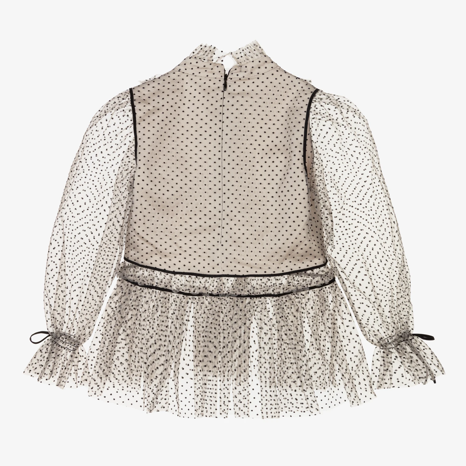 Junona Beige Tulle Polka Dot Blouse 3 Junona Beige Tulle Polka Dot Blouse - Image 3