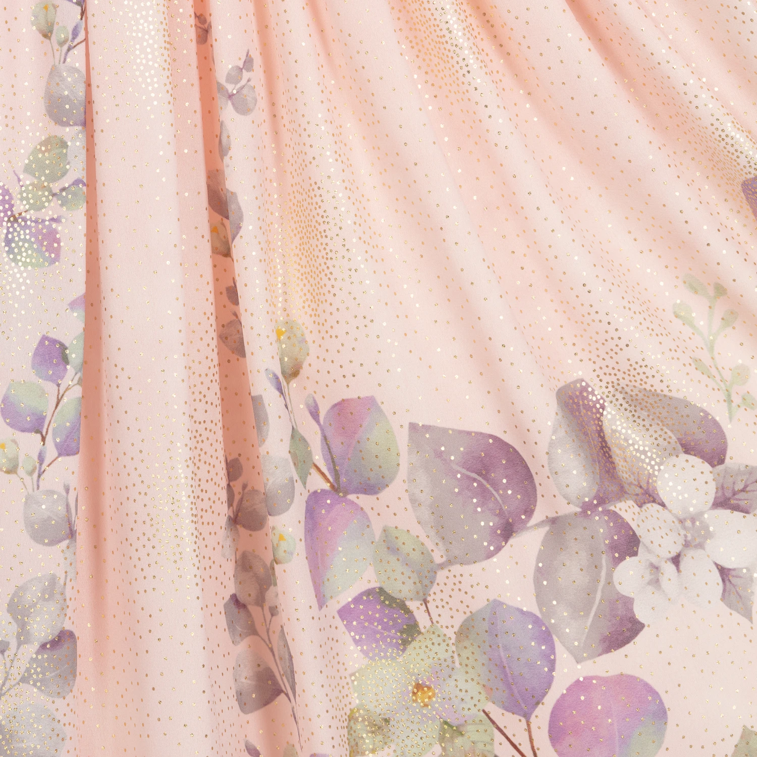 Junona Girls Pink & Gold Satin Floral Dress 4 Junona Girls Pink & Gold Satin Floral Dress - Image 4