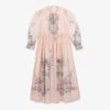 Junona Girls Pink & Gold Satin Floral Dress